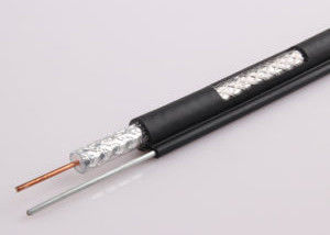 CCS RG11 Kabel koaksial tembaga dengan Steel Messenger Cable 60% dan 40% Aluminium Braiding
